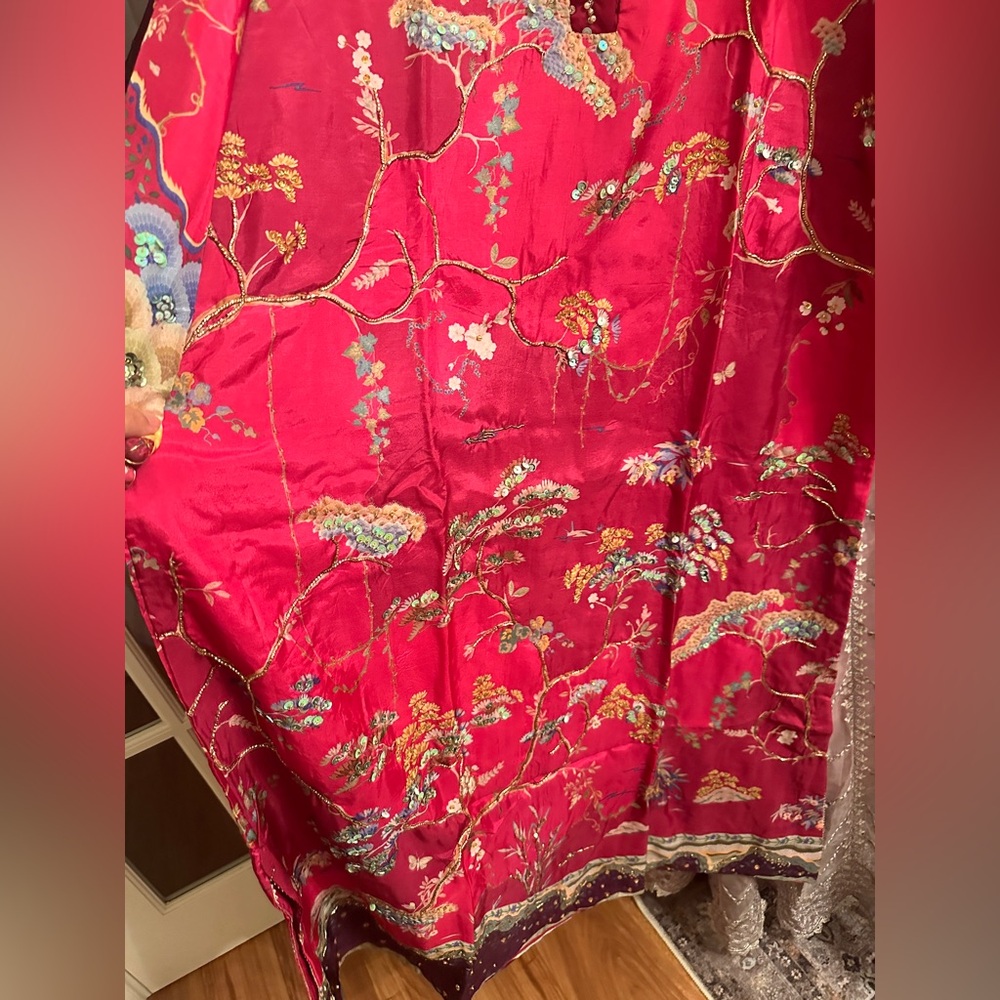 Pakistani clothes Crimson Kaftan - Magenta - Picture 7 of 12